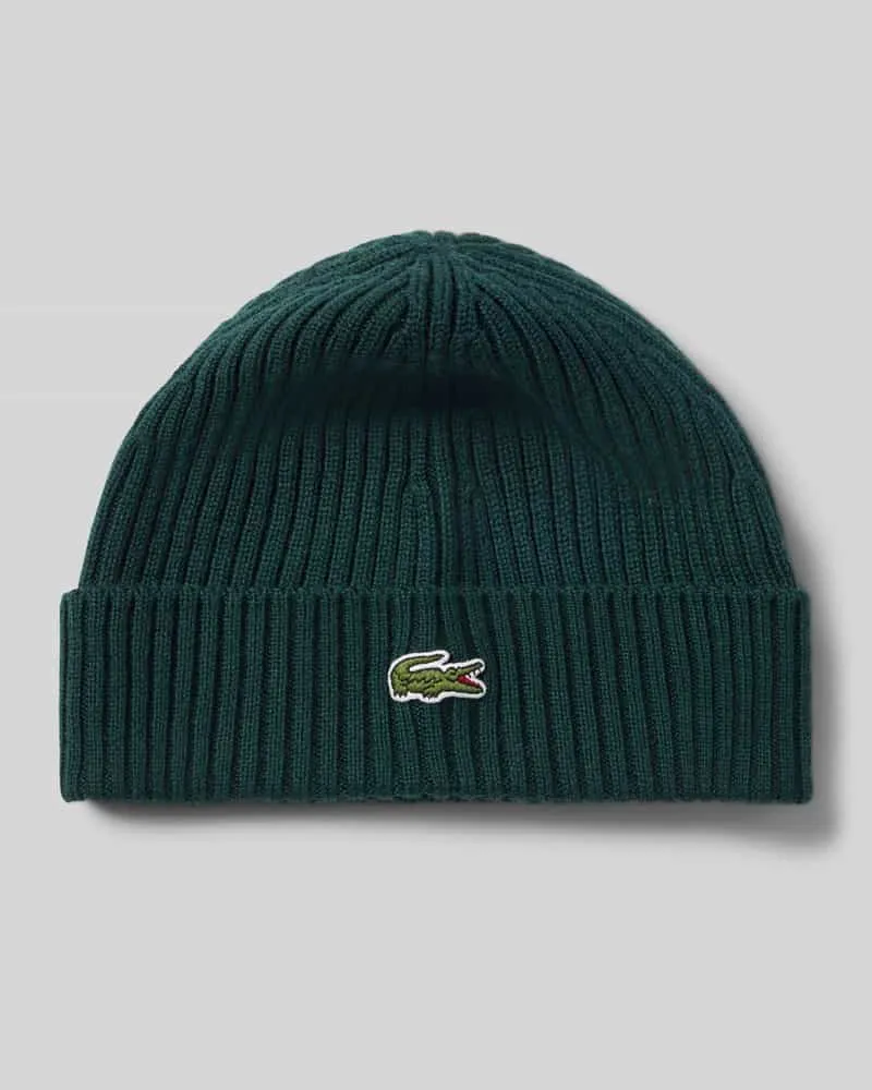 Lacoste Mütze aus Wolle mit Logo-Patch Dunkelgruen