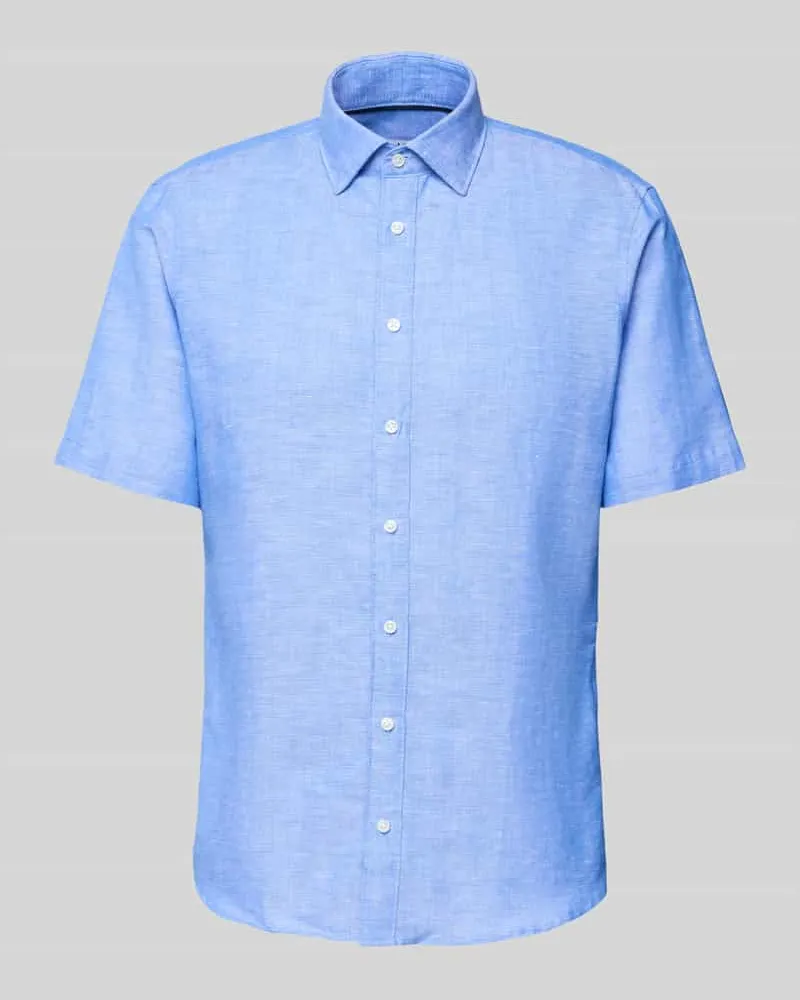 JAKE*S Slim Fit Leinenhemd mit Knopfleiste 