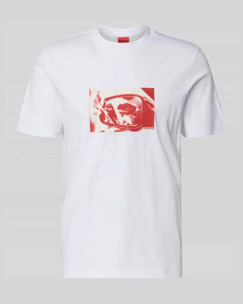 HUGO BOSS Regular Fit T-Shirt aus reiner Baumwolle Modell 'Dirom Weiss