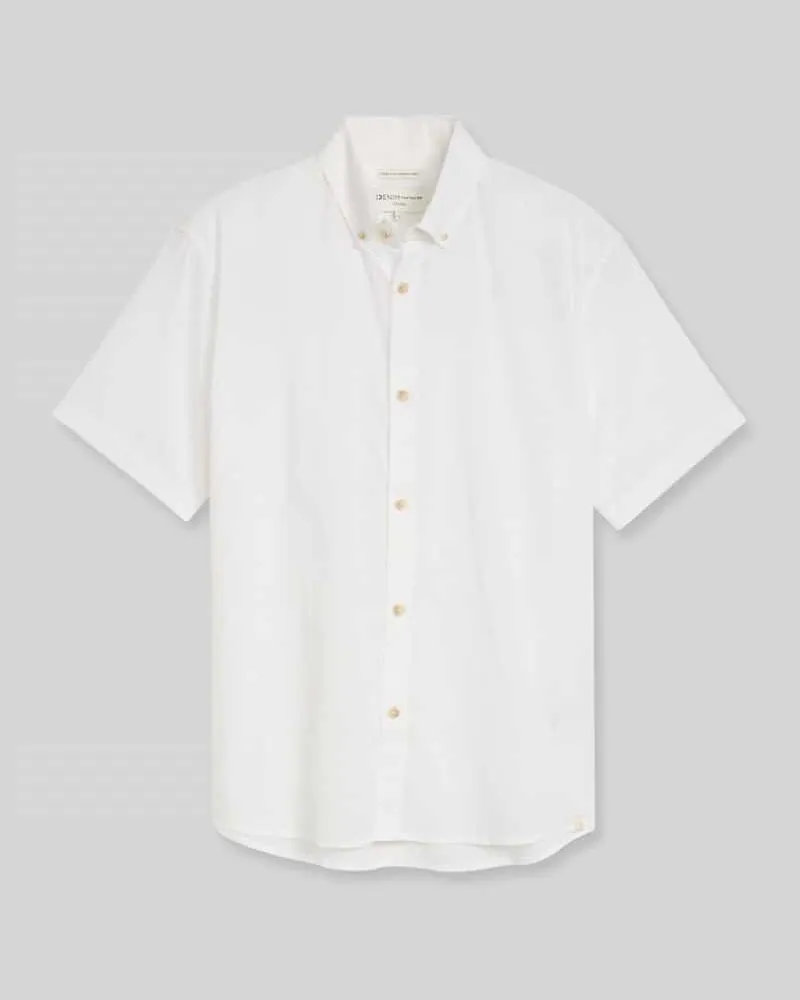 Tom Tailor Relaxed Fit Freizeithemd aus Leinen-Baumwoll-Mix Weiss