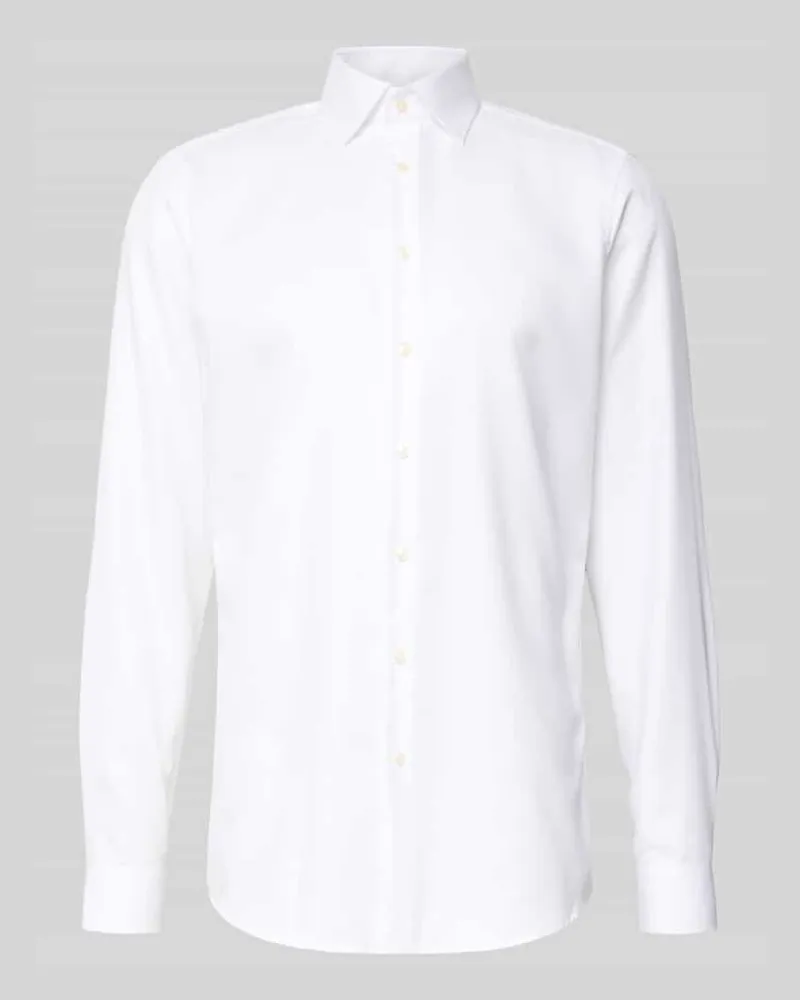 Christian Berg Extralanges Regular Fit Business-Hemd mit Kentkragen Weiss