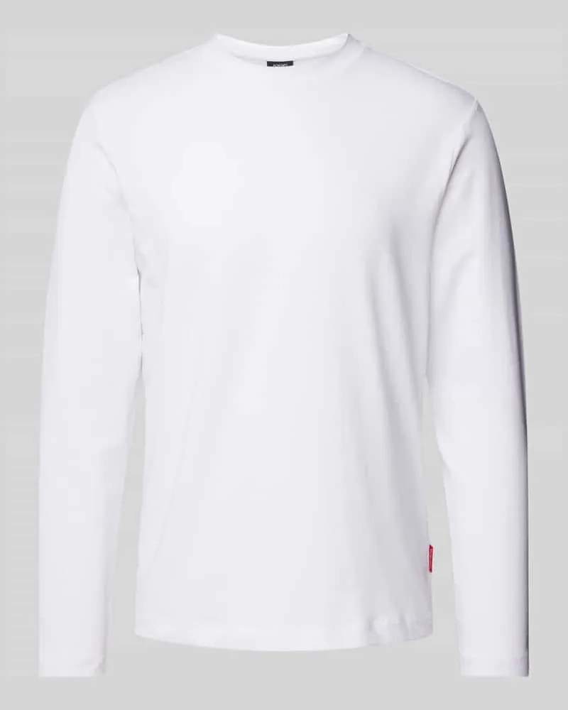 JOOP! Longsleeve mit geripptem Rundhalsausschnitt Weiss