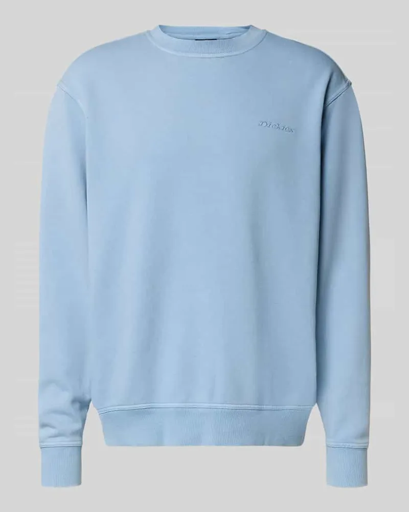 Dickies Sweatshirt mit Label-Stitching und Rundhalsausschnitt Hellblau