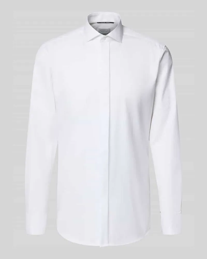 Eterna Slim Fit Business-Hemd mit verdeckter Knopfleiste Weiss