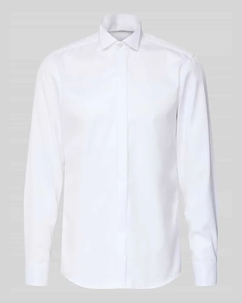 Eterna Slim Fit Business-Hemd mit verdeckter Knopfleiste Weiss