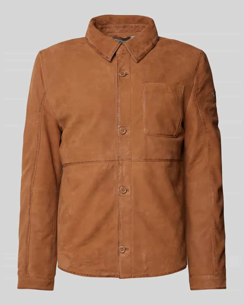 Mauritius Jacke in Leder-Optik mit Brusttasche Modell 'Jemmo Cognac