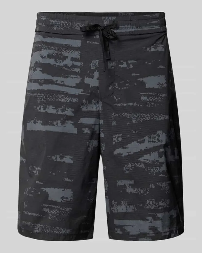 HUGO BOSS Regular Fit Shorts mit Allover-Muster Modell 'Globe AOP Black
