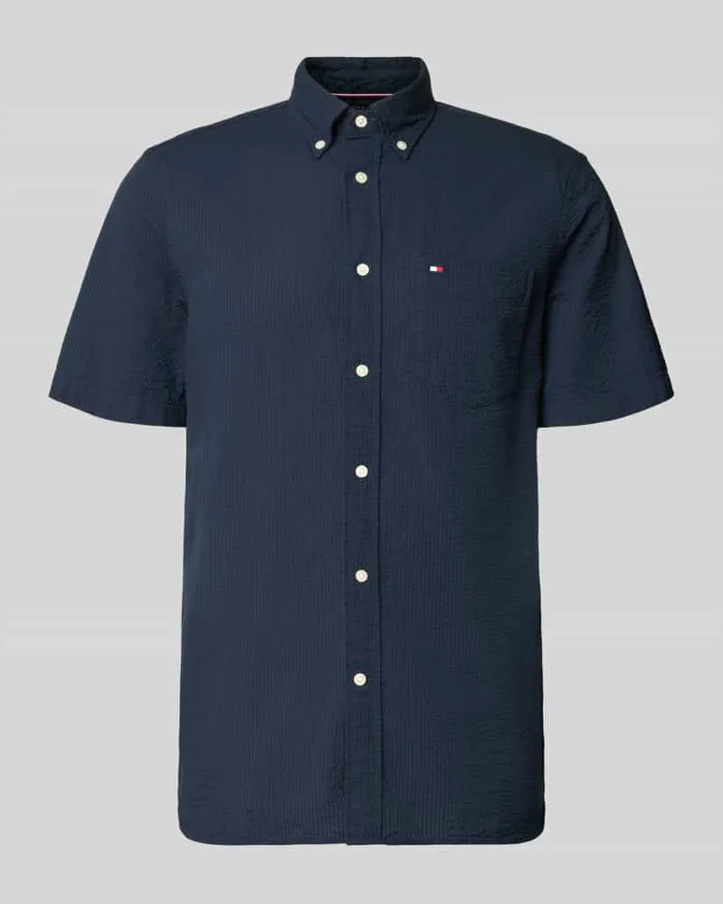 Tommy Hilfiger Regular Fit Freizeithemd aus reiner Baumwolle Marine