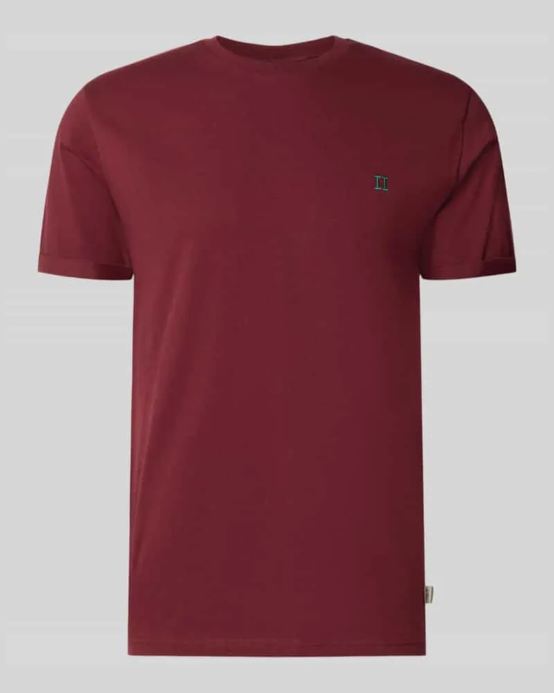 LES DEUX T-Shirt mit Logo-Stitching und Rundhalsausschnitt Bordeaux