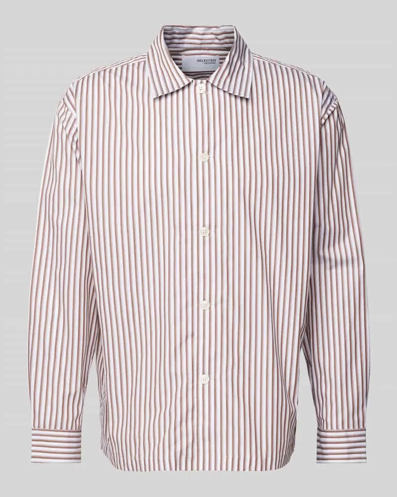 Selected Homme Regular Fit Hemdjacke mit Kentkragen Modell 'RICCO Hellbraun