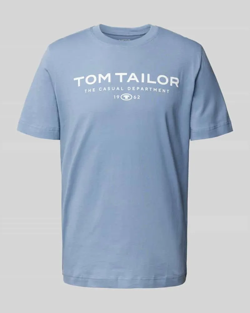 Tom Tailor Regular Fit T-Shirt aus reiner Baumwolle Rauchblau