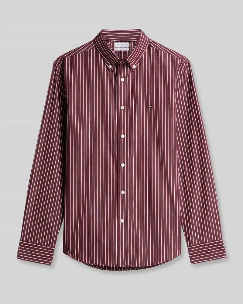 Tommy Hilfiger Body Fit Freizeithemd aus reiner Baumwolle Bordeaux