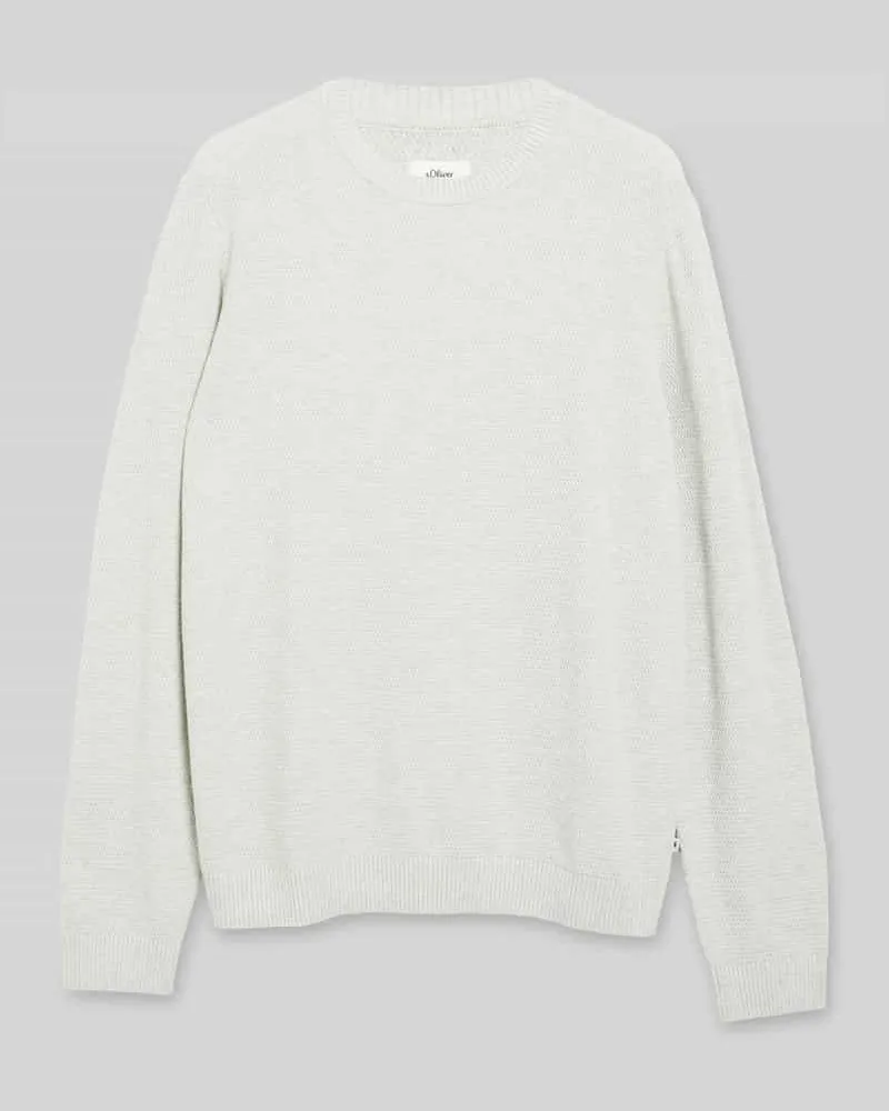 S.Oliver Pullover mit Strukturstrickoptik aus reiner Baumwolle Offwhite