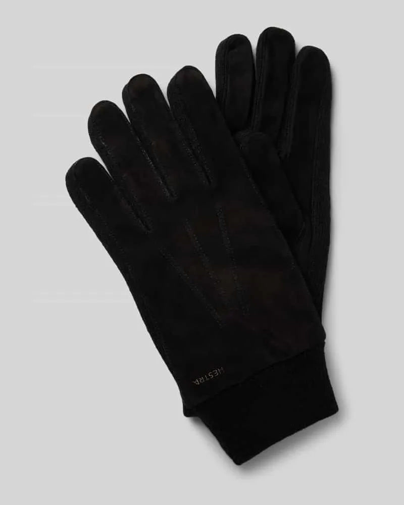 Hestra Lederhandschuhe mit Label-Schriftzug Modell 'Geoffrey 