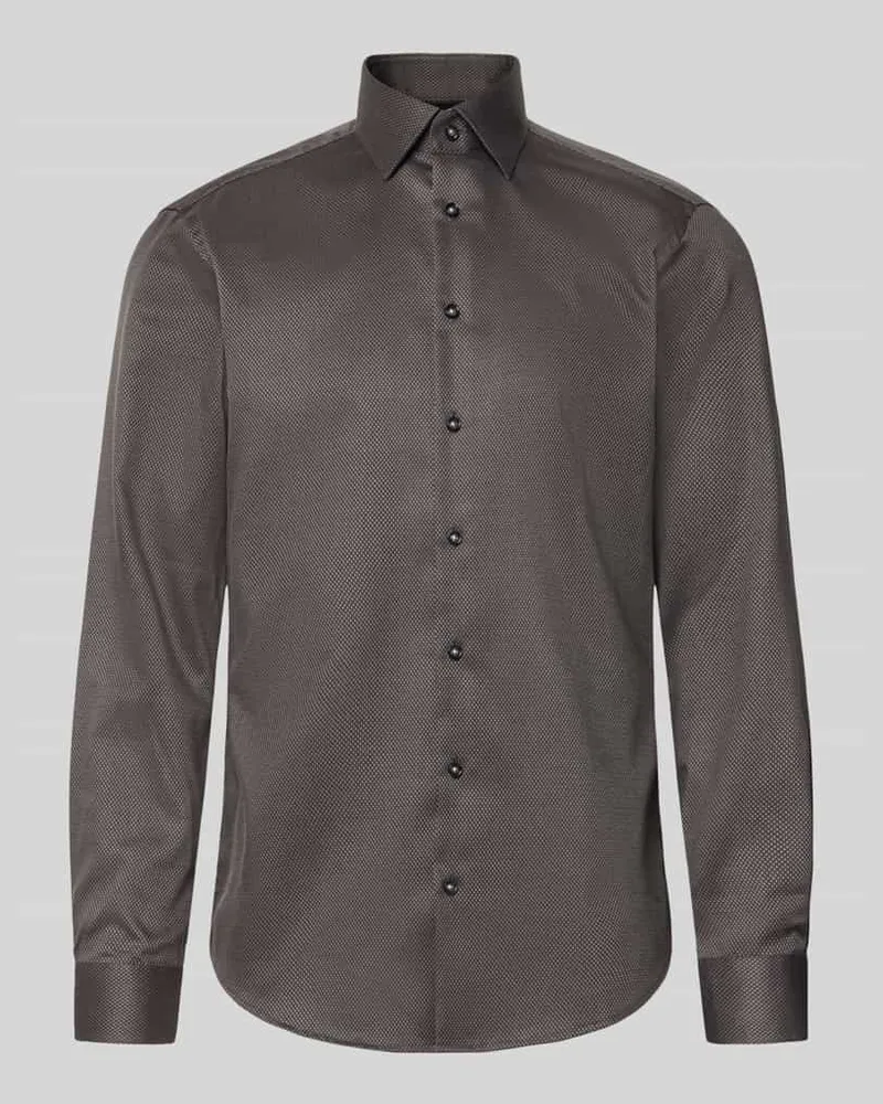 Christian Berg Regular Fit Businesshemd aus Baumwolle mit Kentkragen Mittelgrau