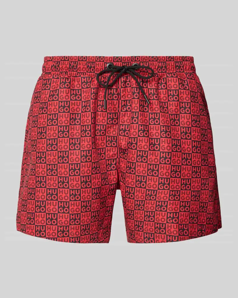 HUGO BOSS Badehose mit Allover-Muster Modell 'AARON_SWIM Rot