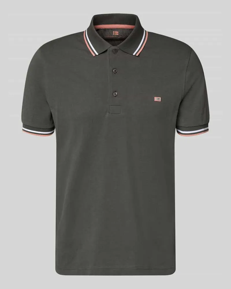 Christian Berg Regular Fit Poloshirt mit Kontraststreifen Anthrazit