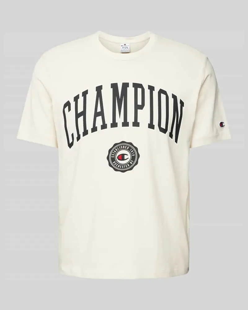 Champion T-Shirt mit Label-Print Modell 'Bookstore Offwhite