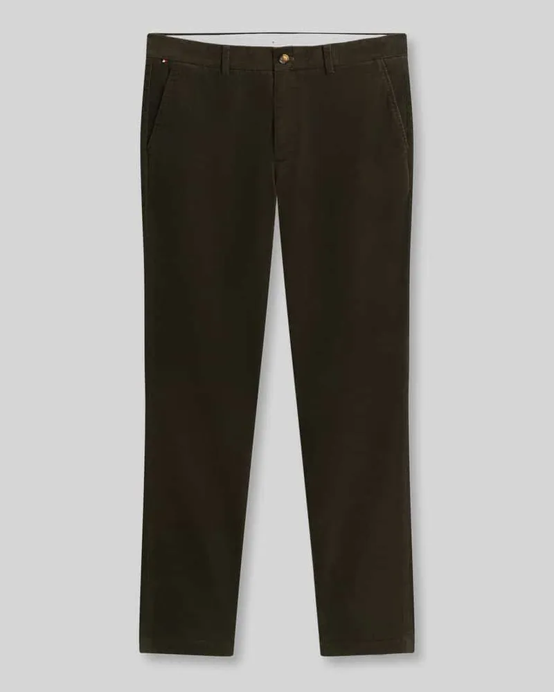 Tommy Hilfiger Slim Fit Cordhose aus Baumwoll-Mix Oliv