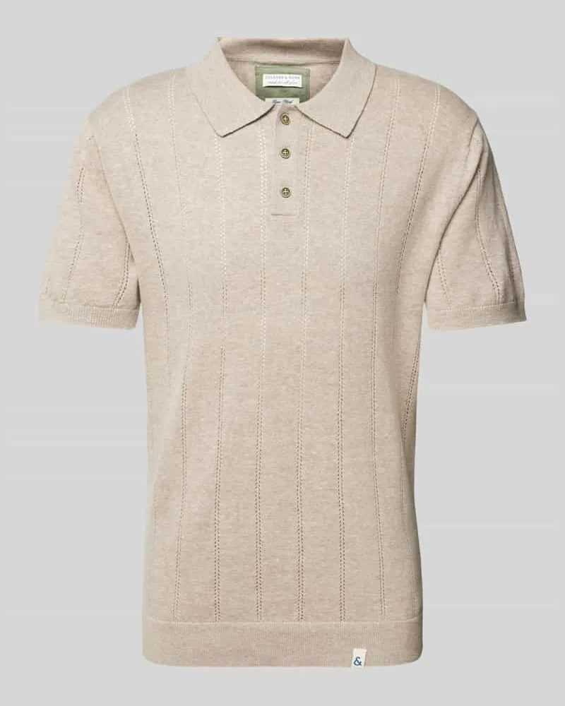 colours & sons Slim Fit Poloshirt mit Leinen-Anteil Beige