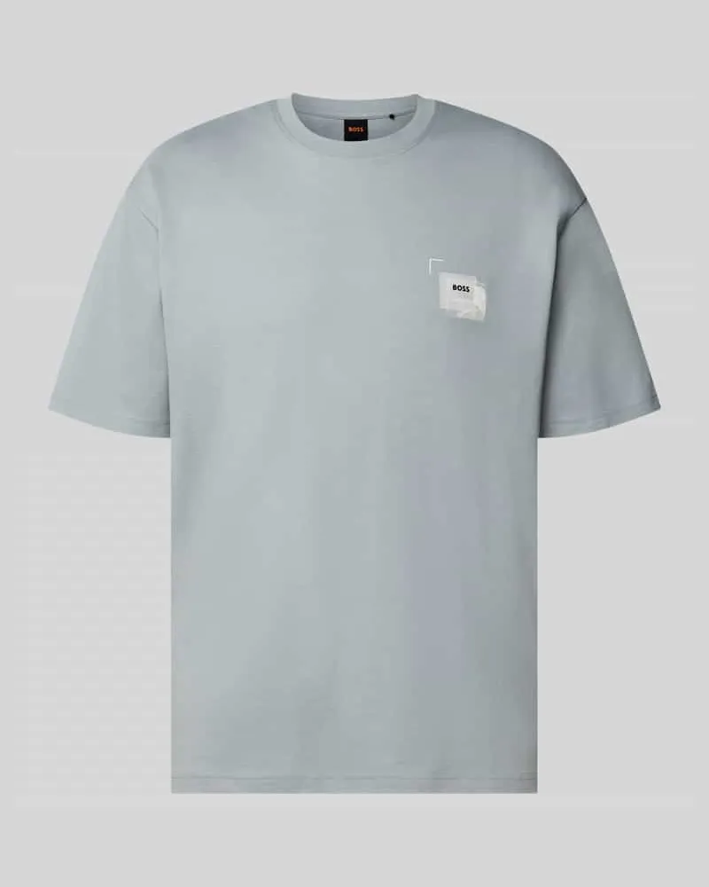 HUGO BOSS Regular Fit T-Shirt aus reiner Baumwolle Modell 'Te_Frame Eisblau