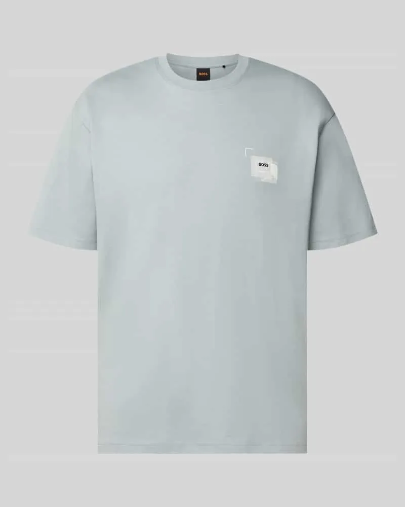 HUGO BOSS Regular Fit T-Shirt aus reiner Baumwolle Modell 'Te_Frame Eisblau