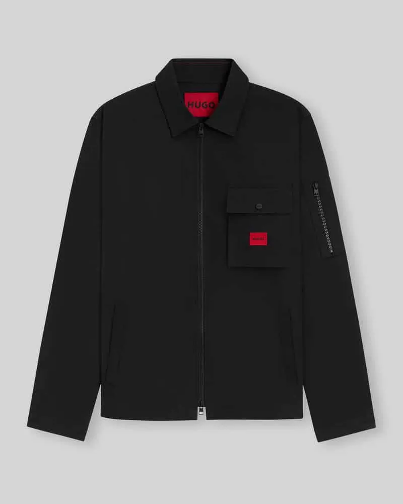HUGO BOSS Oversized Fit Hemdjacke aus Baumwoll-Mix Modell 'Emmond Black
