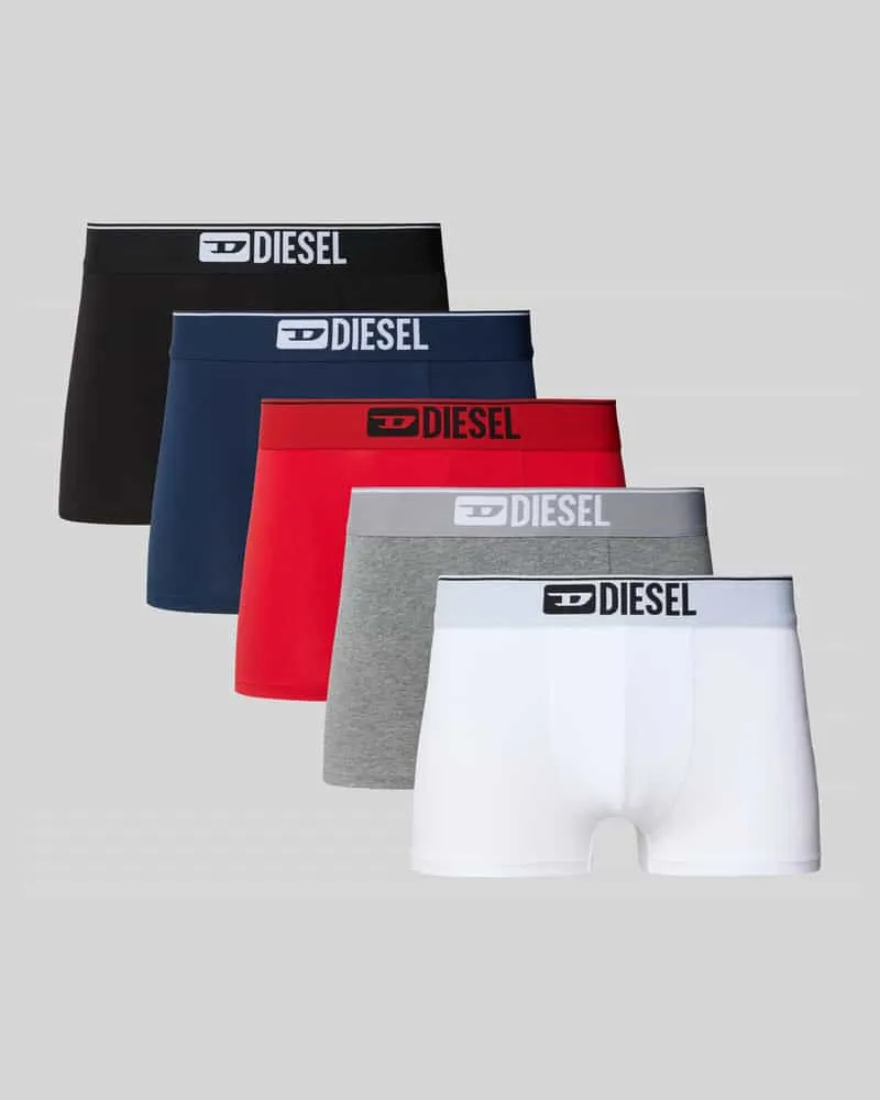 Diesel Trunks mit Logo-Stitching Modell 'Damien' im 5er-Pack Rot
