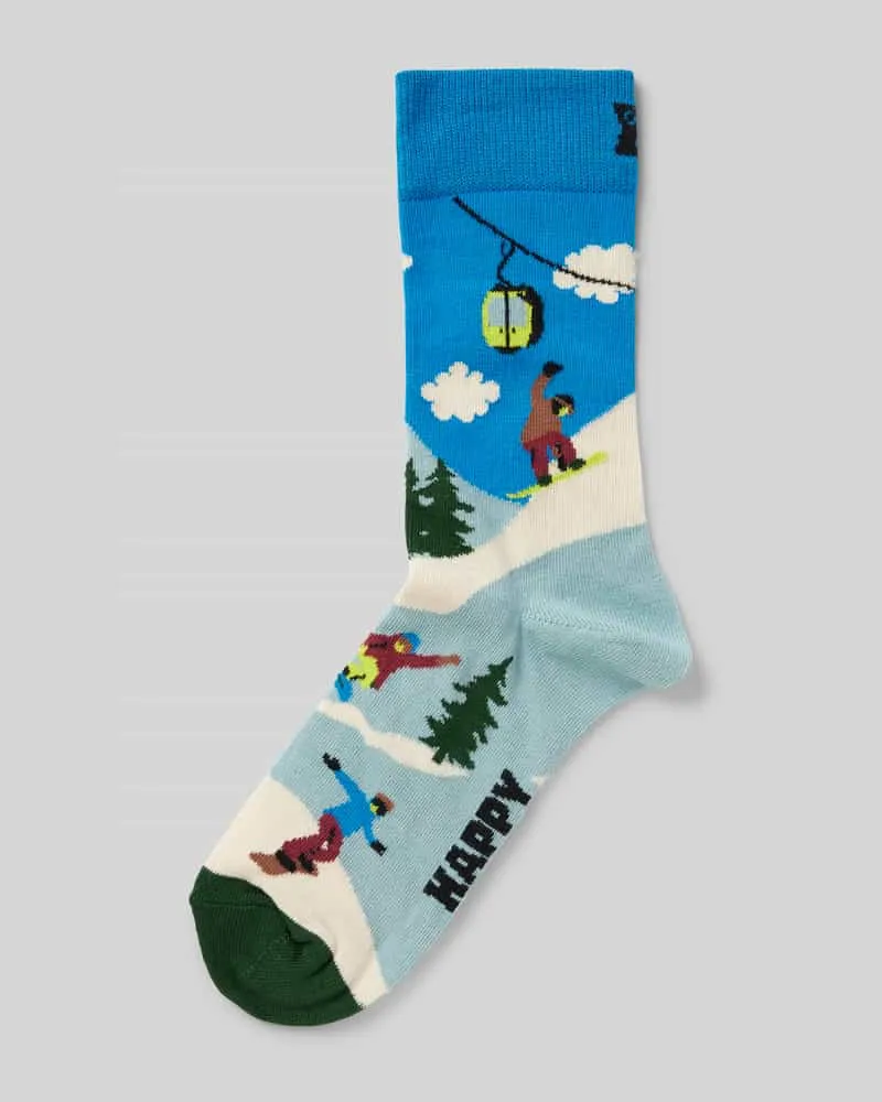 Happy Socks Regular Fit Socken mit Ripp-Strick-Detail Blau