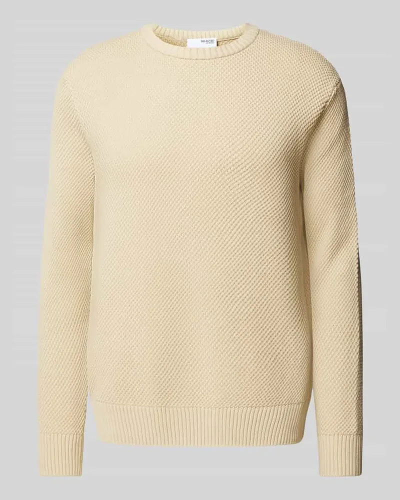 Selected Homme Strickpullover mit gerippten Abschlüssen Modell 'HENNY Offwhite
