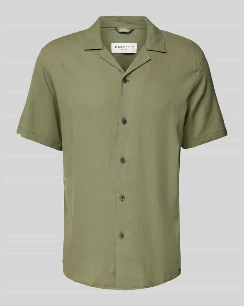 Tom Tailor Relaxed Fit Freizeithemd aus Viskose-Leinen-Mix Oliv