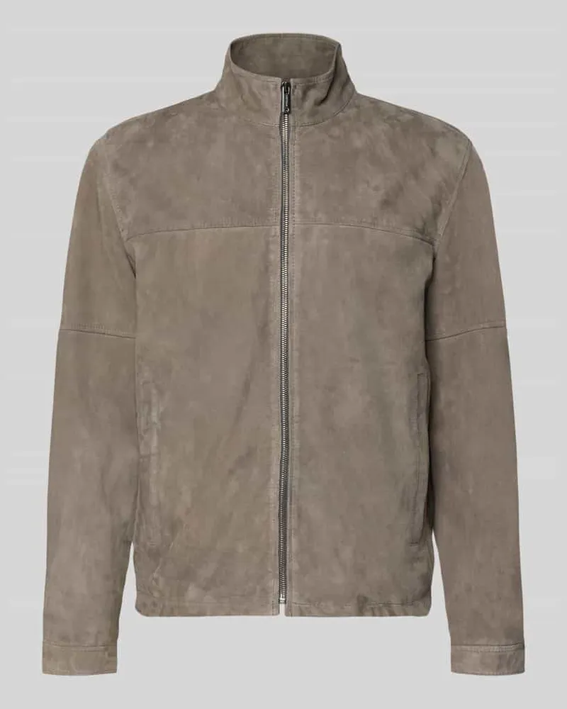 Strellson Regular Fit Lederjacke aus echtem Ziegenvelours Modell 'JIMMY-S Graphit