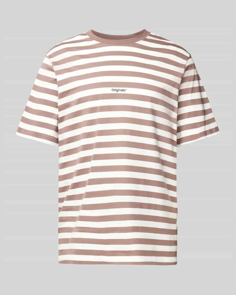 Jack & Jones T-Shirt mit Label-Print Modell 'VESTERBRO Hellbraun
