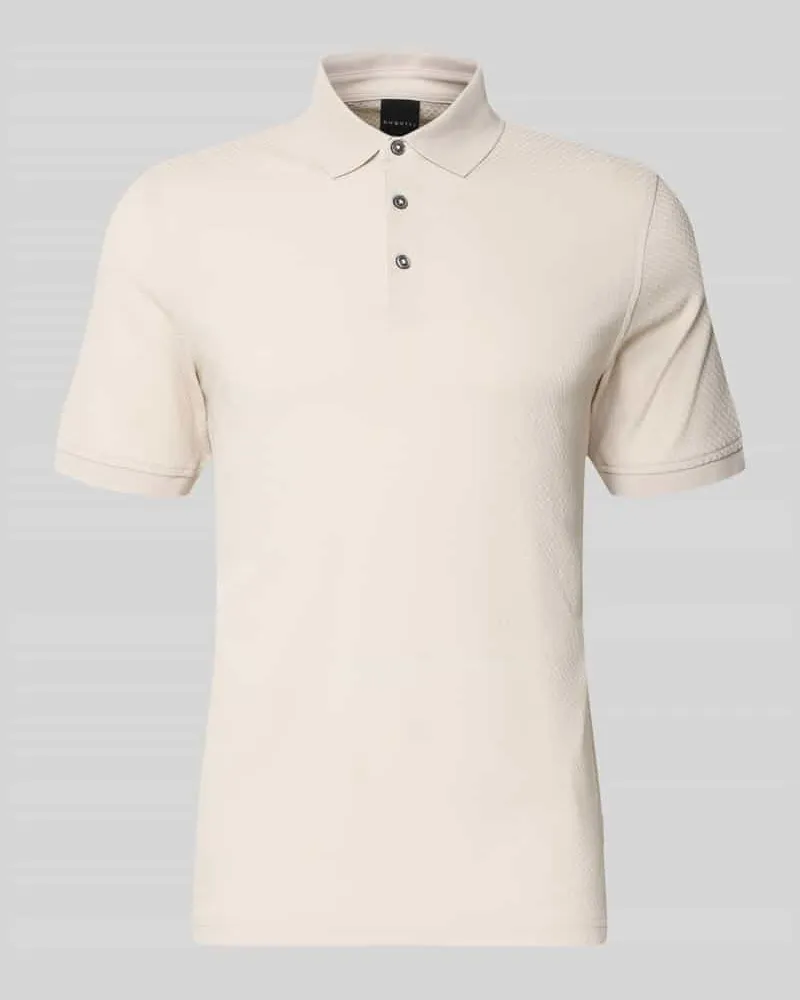 Bugatti Slim Fit Poloshirt mit Strukturmuster Beige