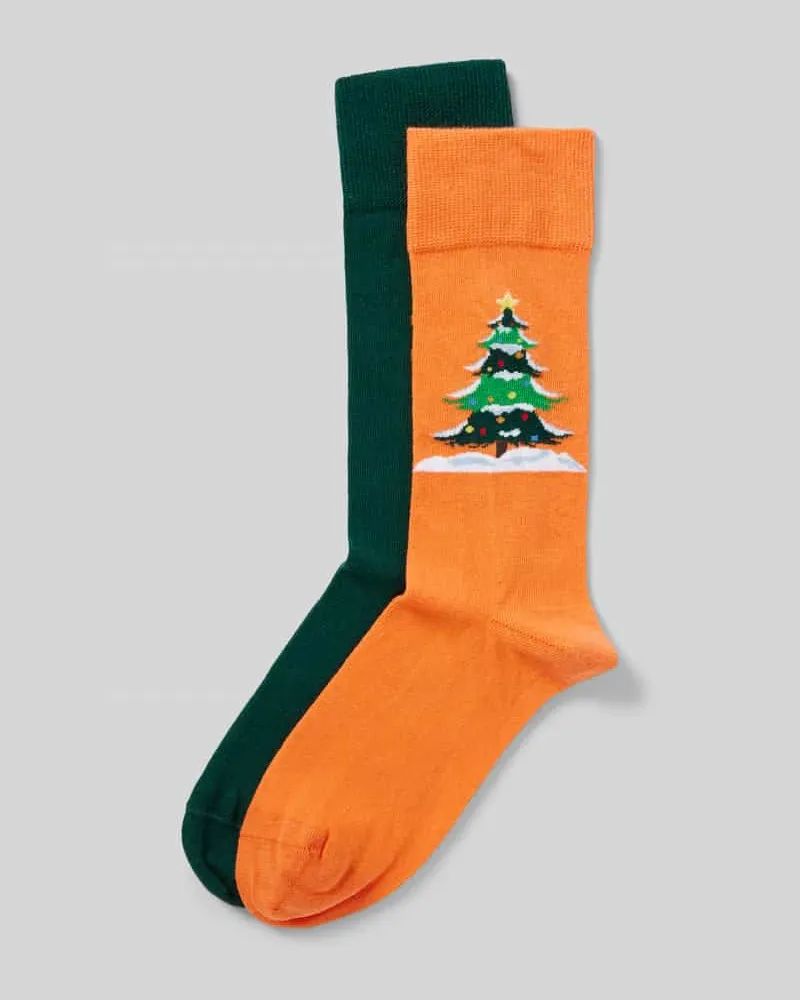 Christian Berg Socken mit Motiv-Stitching im 2er-Pack 