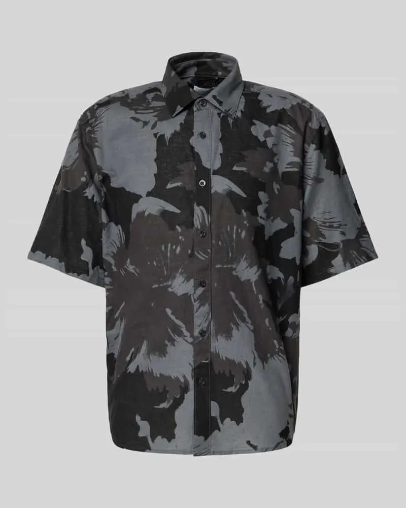 Only & Sons Relaxed Fit Freizeithemd aus Baumwoll-Leinen-Mix Modell 'CAIDEN Black