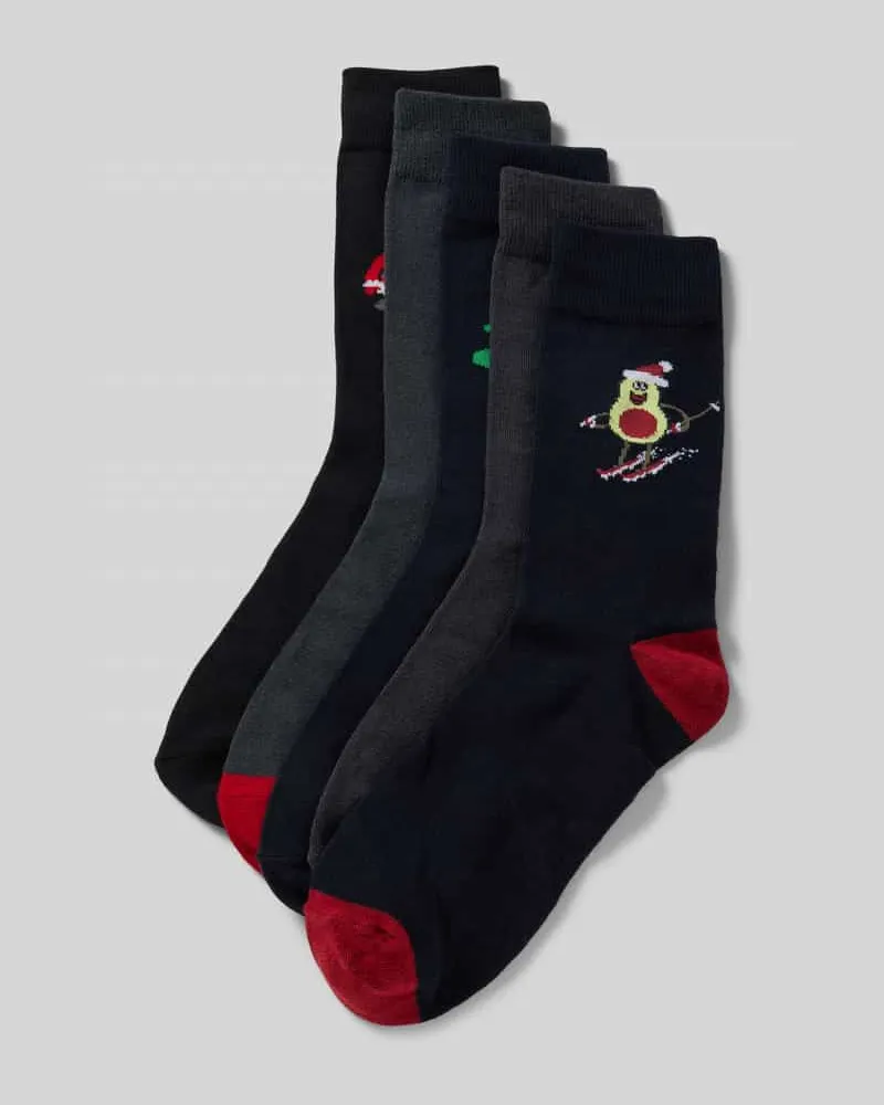 Jack & Jones Socken mit Label-Detail Modell 'XMAS ELEMENTS' im 5er-Pack 
