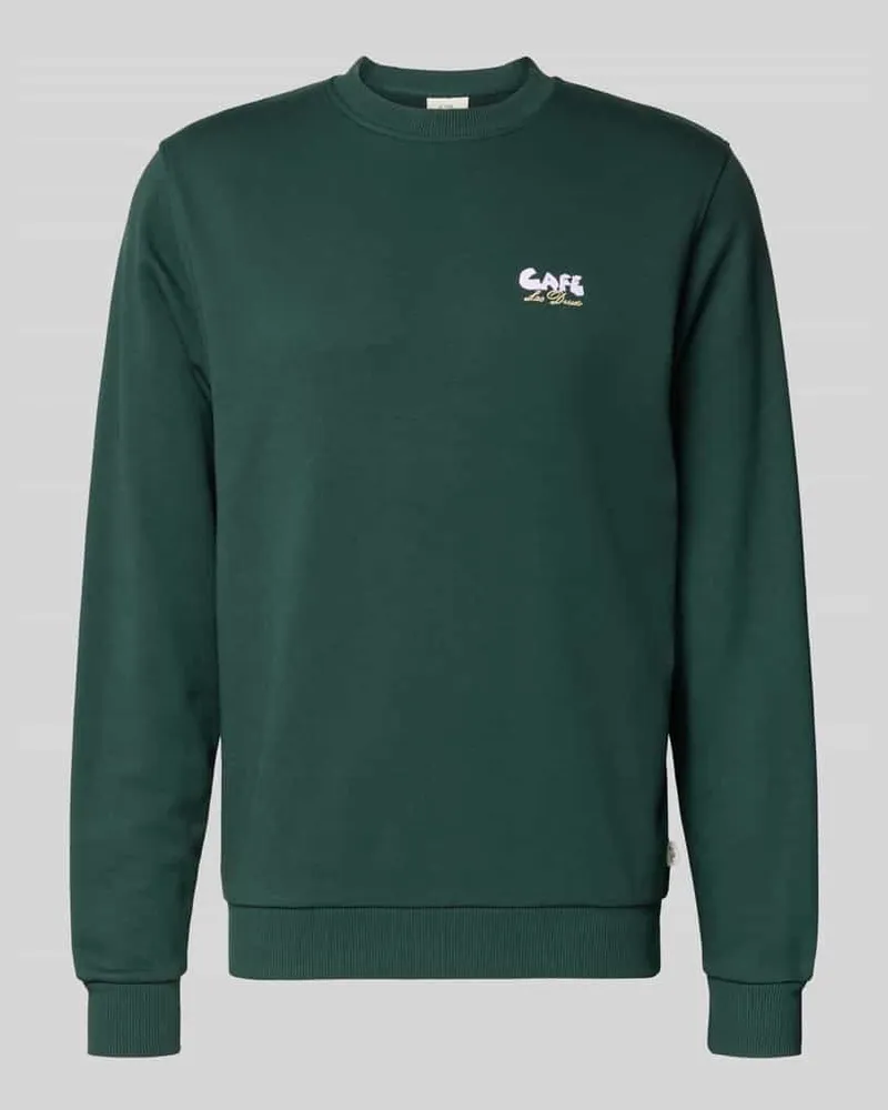LES DEUX Sweatshirt mit Label-Details und Rundhalsausschnitt Dunkelgruen