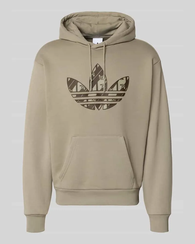 adidas Regular Fit Hoodie aus Baumwoll-Mix mit Logo-Print Oliv