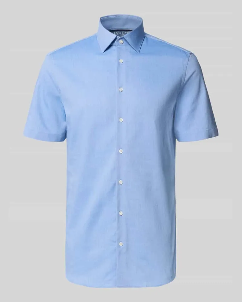 JAKE*S Slim Fit Business-Hemd mit Kentkragen Royal