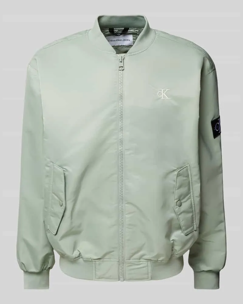 Calvin Klein Bomberjacke mit Label-Stitching Stein