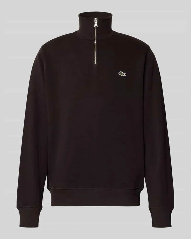 Lacoste Regular Fit Troyer aus reiner Baumwolle Dunkelbraun