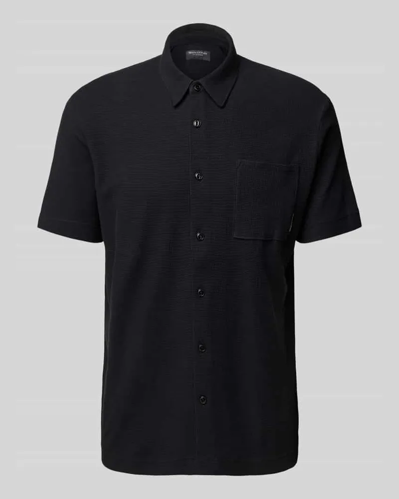 Marc O'Polo Regular Fit Poloshirt mit feiner Waffelstruktur Black