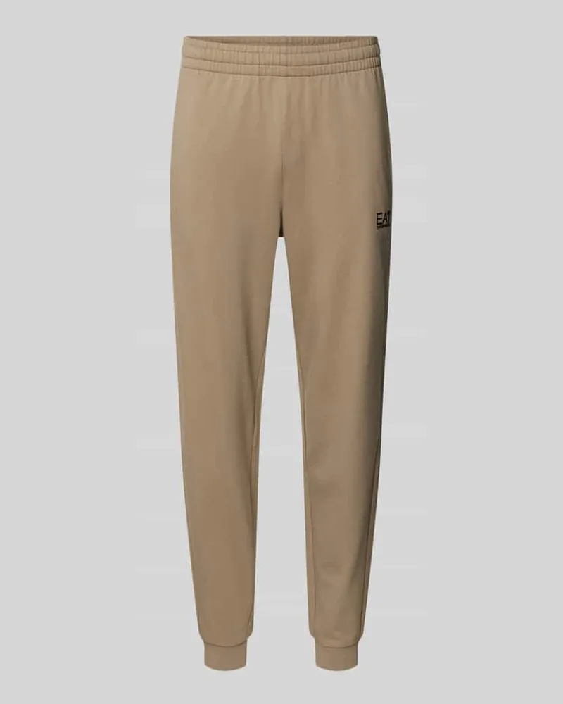 EA7 Sweatpants mit Logo und elastischem Bund Beige