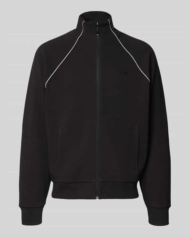 HUGO BOSS Regular Fit Sweatjacke aus Baumwoll-Mix Black