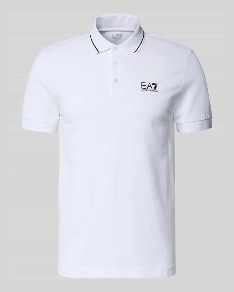 EA7 Regular Fit Poloshirt mit Logo-Print Weiss