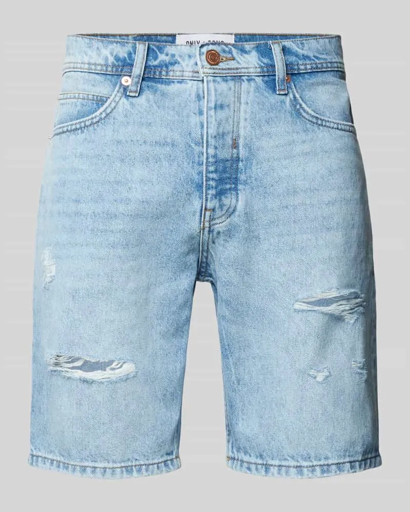 Only & Sons Regular Fit Jeansshorts im Destroyed-Look Modell 'EDGE 