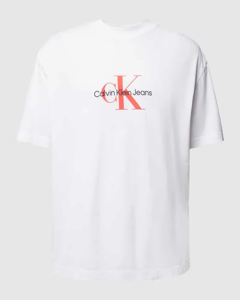 Calvin Klein T-Shirt mit Label-Print Weiss
