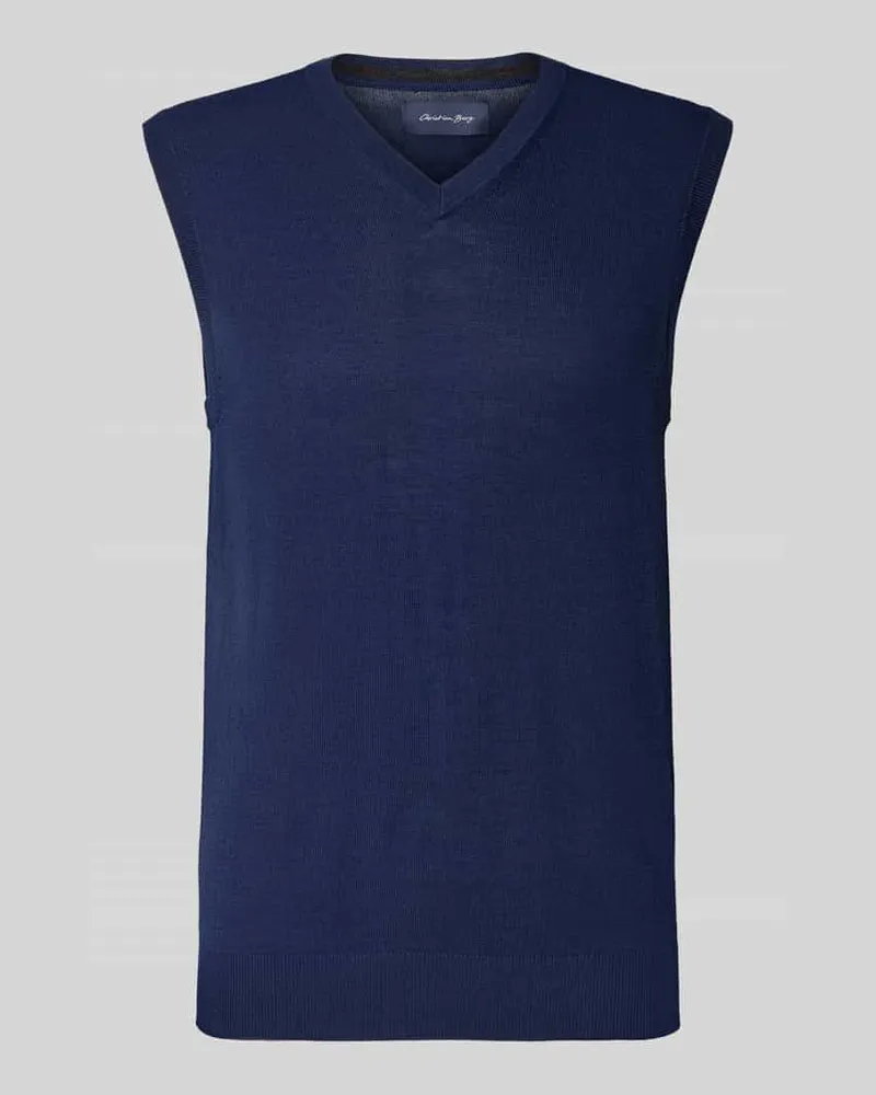 Christian Berg Strickshirt aus Merino-Mix mit V-Ausschnitt Dunkelblau