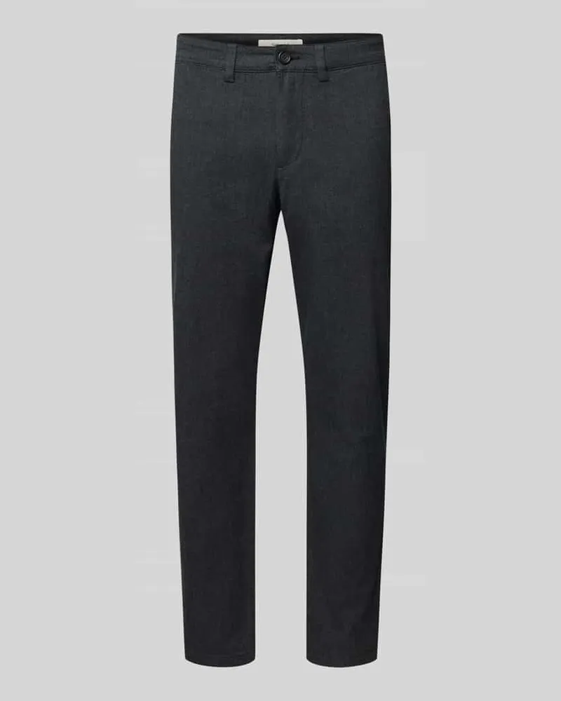 Selected Homme Slim Fit Chino aus Baumwoll-Mix Modell '175 BRUSHED Anthrazit